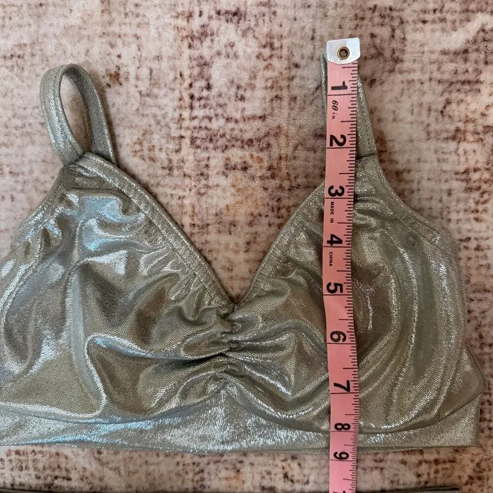 Kelle dance silver metallic high-Waist Bralette & brief 2-piece Set large child